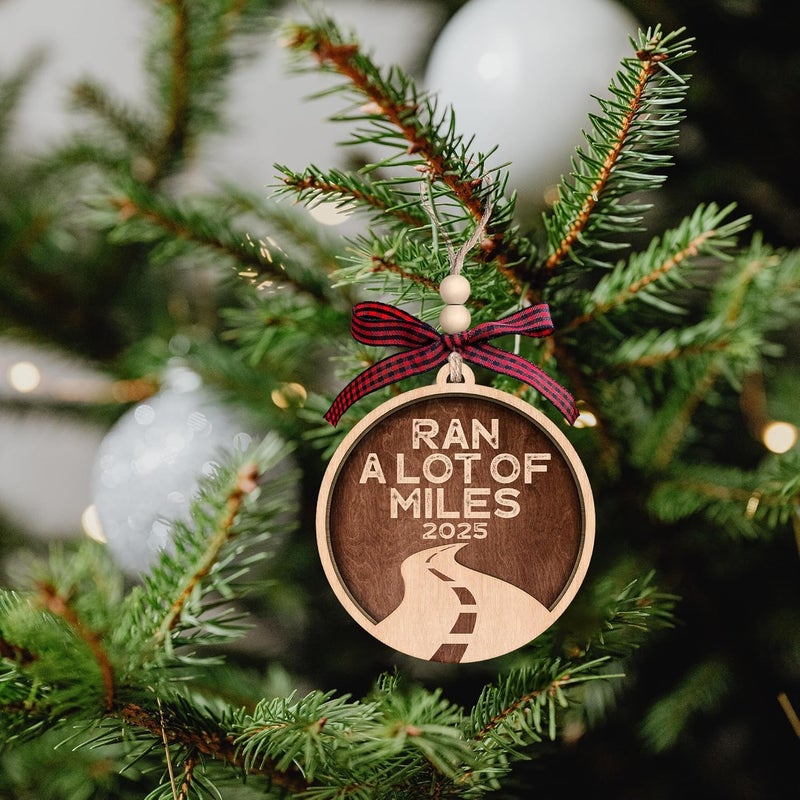 MAPDTWO Running Ornament - Gifts for Runners - Running Ornaments, Runner Ornaments for Christmas Tree - Marathon Runner Gifts for Women, Men, Runners - Wood Ran A Lot of Miles Run Ornament 2025 - Image 4